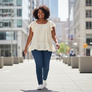 New‎ Directions Curvy eyelet blouse.